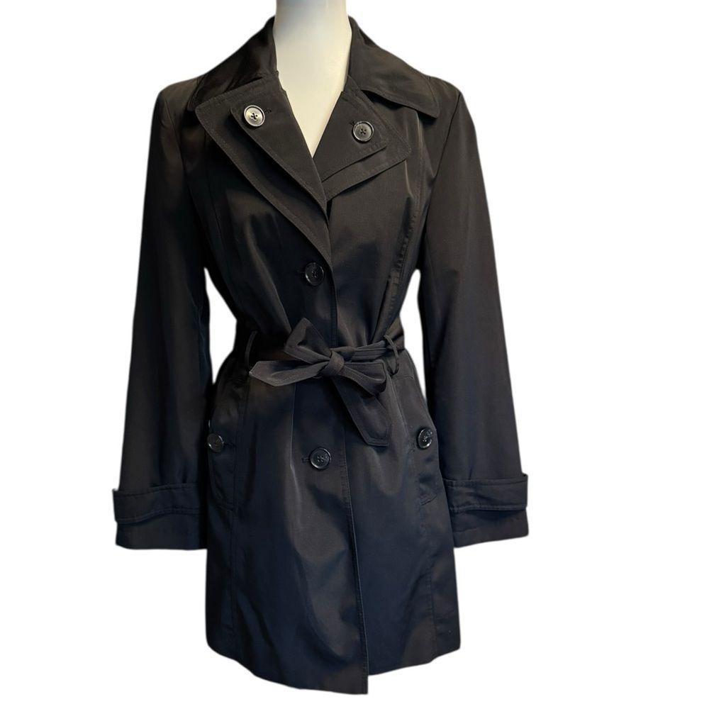 ✔️ London Fog Black Trench Jacket with Notched Lapels